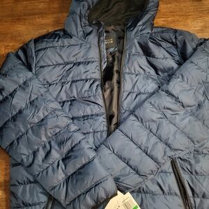 Perry Ellis Men's Blue Quilted Puffer Jacket